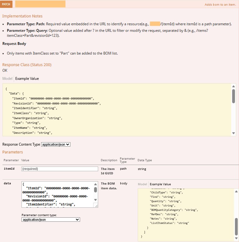 PDXpert WebAPI Update BOM example