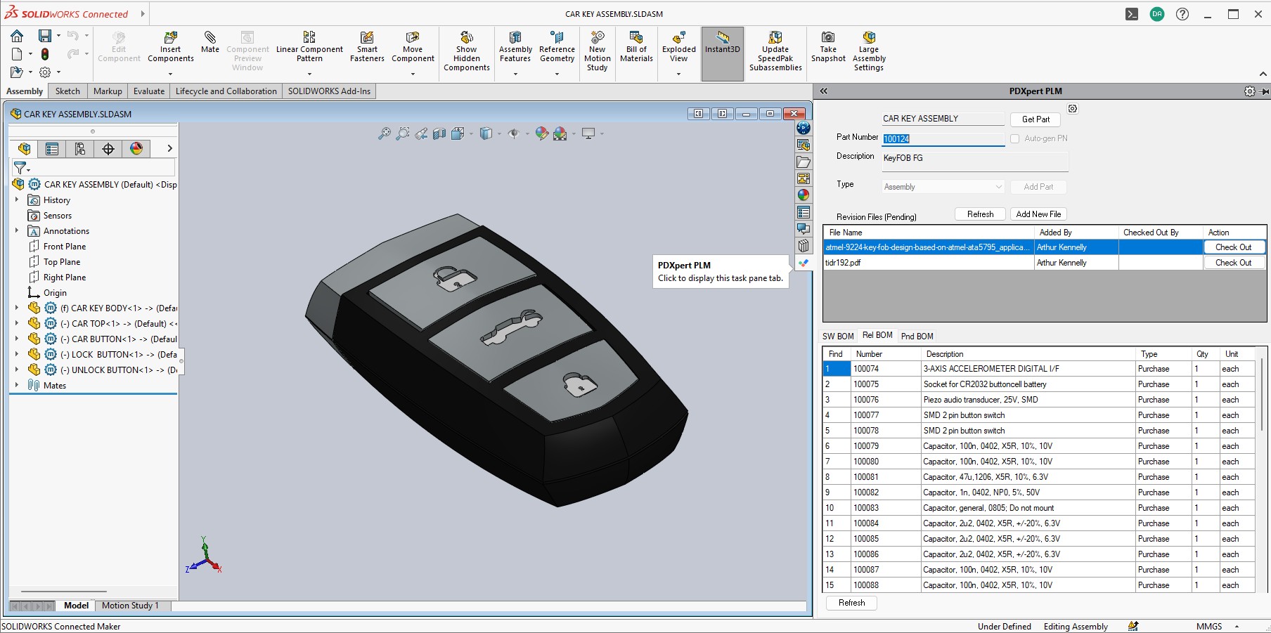 PDXpert SolidWorks AddIn interface